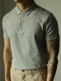 WIAOFELLAS  -  Fashionable Mens Slim Fit Polo Shirts Short Sleeve Button Turn-down Collar Polo Shirt Spring Summer Casual Men Solid Color Polos