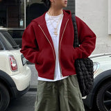 WIAOFELLAS  -  Men Hoodies Solid Zipper Hooded Long Sleeve Casual Sweatshirts Men Streetwear Loose Fashion Male Cardigan Zip Hoodie