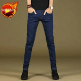 Wiaofellas  -  Jeans for Men Winter Trousers Slim Fit Stretch Elastic Male Cowboy Pants Tight Pipe Black Skinny Autumn Clothing Soft Harajuku