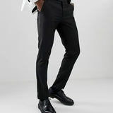 Wiaofellas  -  Black Men Pants with Side Satin Stripe One Piece Official Slim Fit Formal Male Trousers Fashion Clothes for Wedding Evening