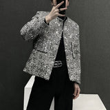 Wiaofellas  -  Mens Fish Scale Sequin Stage Performance Jacket Autumn Winter Genderless Fashion Youth Trendy Nightclub Jacket Unisex