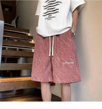 WIAOFELLAS  -  Fashion New Men's Letter Print Tie Dye Drawstring Design Shorts Trendy Summer High-waisted Loose Short Pants Male