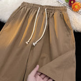 WIAOFELLAS  -  Summer Shorts Classic Solid Colour Thin Seaside Beach Pants Leisure Sports Straight Five Pants Elastic Waist Drawstring Shorts