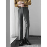Wiaofellas  -  Slim-fitting Straight-leg Trousers for Men's Casual Pants Draped High-end Micro-cone Nine-point Suit Pants