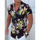 WIAOFELLAS  -  Men's Summer ort Sve irt Digital Print Loose Fit Polyester Fiber Briti Sle Collar Open Cardigan Youth Faion