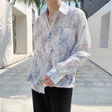 WIAOFELLAS  -  Sexy See-through Thin Lace Floral Shirts for Men Flower Embroidery Long Sleeve Men's Shirt Plus Size Club Party Mens Clothing