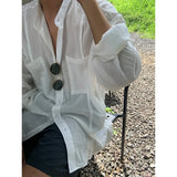 WIAOFELLAS  -  Beach Long Sleeve Linen Shirt, Men's Solid Color Loose, South Korea Popular Leisure Linen Shirt, Travel & Outdoor Wear