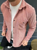 WIAOFELLAS  -  Casual Lapel Corduroy Cardigan Men's New Autumn Solid Color Long-sleeved Jacket Fashionable Men's Casual Fashion Coat