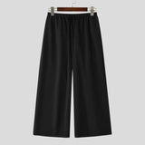 WIAOFELLAS  -  Men Wide Leg Pants Solid Color Drawstring Joggers Trousers Men Streetwear Loose Korean Style Fashion Casual Long Pants
