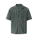 WIAOFELLAS  -  Fashion Men's Pleated Spliced Pockets Design Casual Shirt Trendy Turn Down Collar Short Sleeves Top Male Summer