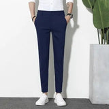 Wiaofellas  -  Autumn Casual Pants Men's British Slim Trousers Small Feet Trousers Korean Style Trendy Straight Nine-point Suit Pants Men