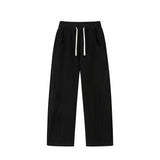 WIAOFELLAS  -  Autumn Men's Clean Fit Sweatpants Korean Bending Knife Pants Men Minimalist Straight-Leg Mid-Rise Wide-Leg Casual Long Trousers