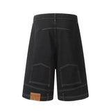 WIAOFELLAS  -  Hip Hop Retro Waist Inverted Design Men Denim Shorts Instagram Gothic Street Apparel Loose Straight Leg Pants Sports Pants