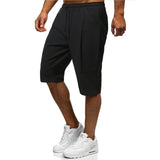 WIAOFELLAS  -  Men's Loose Tied Cotton and Linen Shorts for Foreign Trade Men's Clothing. Solid Color Thin Breathable Casual Capris