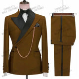 Wiaofellas  -  Italian Style Suits For Men Slim Fit Groom Tuxedo Wedding Double Breasted Formal Jacket With Pants Custom Male Fashion