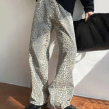 WIAOFELLAS  -  Mens Jeans Leopard Print Casual Pants Streetwear American Retro Personality Versatile Trousers Men'S Clothing Summer New
