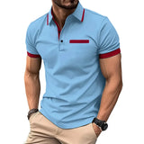 WIAOFELLAS  -  Summer Men's Short sleeve Polo Shirts Fashion Business Casual Polos Man Patchwork Turn Down Collar Sports Tees Tops Streetwear