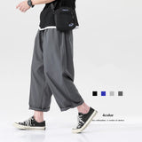 Wiaofellas  -  Men's Summer Thin Casual Pants Loose Ice Silk Wide Leg Pants Quick-drying Sports Pants Black Gray 3XL 4XL 5XL