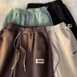 Wiaofellas  -  Autumn Waffle Straight Wide Leg Pants For Men Korean Fashion Baggy Trousers New Breathable Casual Y2K Vintage Sweatpants