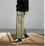 Wiaofellas  -  Men's Workwear Pants Straight Leg Loose Fit Faionable Japanese Sle Wide Leg Pants Hong Kong Sle Versatile Trendy Nine