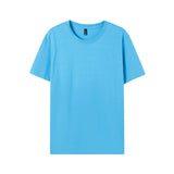 WIAOFELLAS  -  Pure Cotton Short Sleeve T-shirt Men's Round Neck Loose Solid Color Base Shirts Top Tees