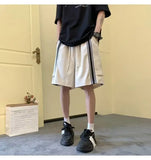 Wiaofellas  -  Fashionable Side Striped Sports Shorts Men's Loose Mid-trousers Handsome Straight Five-point Pants