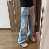 WIAOFELLAS  -  Fashion Summer Men's Gradient Wash High Street Denim Pants Vintage Trendy Casual Wide Leg Loose Straight Jeans Male