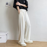 WIAOFELLAS  -  Black White Suit Pants Men Fashion Social Mens Dress Pants Korean Loose Straight Casual Pants Mens Office Formal Trousers M-2XL