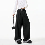 WIAOFELLAS  -  Grey Black Suit Pants Men Oversized Society Mens Dress Pants Korean Casual Loose Wide Leg Pants Mens Office Formal Trousers