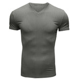 WIAOFELLAS  -  Summer Men's T Shirts Sports and Fitness Short-sleeved T-shirts European and American Men Slim V-neck Top Ice Silk Tshirt