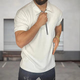 Wiaofellas  -  Mens Trendy Simple Solid Color Lapel Casual T-Shirt Summer New Fashion Comfortable Short-Sleeved Loose Men Top Polo Shirt