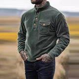 WIAOFELLAS  -  Retro Pure Corduroy Hoodie Men Clothing Casual Stand Collar Button Sweatshirts Men Fall Winter Long Sleeve Pocket Streetwear Top