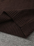 WIAOFELLAS  -  New Popular Autumn and Winter Pure Color Polo Collar V-Neck Pullover Sweater Casual Round Neck High-End Textured Knitted Men's Pullover