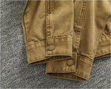 WIAOFELLAS  -  Classic vintage button-down biker jacket top men's youth cotton khaki do old wash cargo coat trend