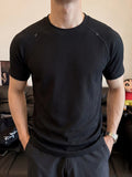 Wiaofellas  -  Summer Waffle Texture Mens Shirts Fashionable Quick-dry Solid Color Breathable Short Sleeve Tops Casual Textures Men T-shirt