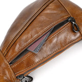 WIAOFELLAS  -  Soft Cow Leather Men's Chest Bag Genuine Leather Men's Chest Pack Small Crossbody Sling Bag Anti Theft Chest Bag Men Coffee