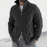 WIAOFELLAS  -  Autumn Winter New Men's Turtleneck Cardigan Zipper Long Sleeve Knitted Coat Sweaters Jacket Men Solid Color Knit Sweatercoat Man