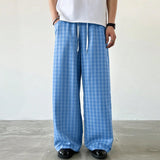WIAOFELLAS  -  Men Plaid Pants Drawstring Joggers Loose Casual Straight Trousers Men Streetwear 2025 Fashion Male Long Pants S-5XL