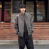 WIAOFELLAS  -  Fashion Men's Solid Color Stand Collar Jackets Trendy Summer American Style Zipper Long Sleeves Coats Male