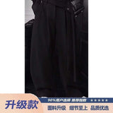 WIAOFELLAS  -  Maillard suede ribbon pants for men's high-end draping and velvet scimitar pants American casual trousers