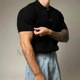 WIAOFELLAS  -  Summer New Men's Solid Color Knitted Short-Sleeved T-Shirt American Retro Fashion Trend Loose Casual Breathable Men's Tops