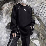 Wiaofellas  -  Mens Y2k Metal Zipper Long-Sleeve Tops New Spring Autumn Genderless Fashion Personality Youth Trend High Street Tops Unisex
