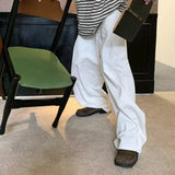 WIAOFELLAS  -  American Retro Loose Straight Leg Jeans Men Women Casual High Street Wide Leg Floor Length Trousers Trendy