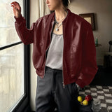 WIAOFELLAS  -  Men Jackets PU Leather Patchwork Stand Collar Long Sleeve Zipper Coats Men Streetwear Loose Punk Style Fashion Jackets