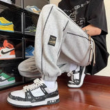WIAOFELLAS  -  Trendy Version Personalized Street Fashion Loose Casual Pants Men's Patchwork Pocket Striped Drawstring Straight Sports Trousers