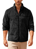 Wiaofellas  -  Men's Zipper Fleece Jacket Stand Collar Slim Fit Casual Large Size Autumn Winter Outerwear Thickened