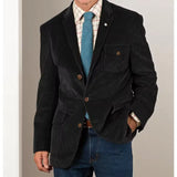 WIAOFELLAS  -  Mens Corduroy Blazer Single Breasted Casual Jacket Fashion Slim Fit Comfortable Elegant Suit Jacket Business Attire Formal Wear