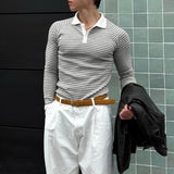 WIAOFELLAS  -  Men Striped Shirt Lapel Long Sleeve Loose Casual Men Clothing Streetwear Fashion Leisure Male Tops 2026 Spring Shirts