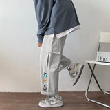 WIAOFELLAS  -  Men Fashionable Loose and Versatile Trend Korean Version Straight Wide-leg Pants Spring and Autumn Style