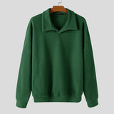 WIAOFELLAS  -  Men Hoodies Solid Color Lapel Long Sleeve Loose Men Pullover Streetwear Korean Style Fashion Casual Tops Male Sweatshirt